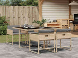 5 Piece Garden Dining Set with Cushions Mix Beige Poly Rattan 3211260