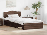 Bed Frame with Headboard Brown Oak 75 x 190 cm Solid Pine Wood 3412967