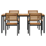 Garden Dining Set 5 pcs Black Solid Acacia Wood 3284401