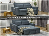 Loveseat Sofa Bed, Convertible Bed Settee with 2 Cushions, Side Pockets for Living Room, Charcoal T3398P377931