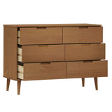 Drawer Cabinet MOLDE Brown 113x40x80 cm Solid Wood Pine 4013410