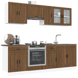 8 Piece Kitchen Cabinet Set Kalmar Brown Oak Engineered Wood 3314848
