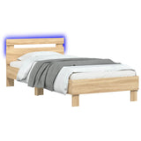 Bed Frame with LED Sonoma Oak 80 x 200 cm Engineered Wood 8008989