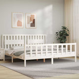 Bed Frame without Mattress White 200x200 cm Solid Wood Pine 3192447