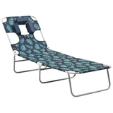 Sun Lounger Leaves print Sturdy steel frame, fabric 310334