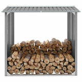 Garden Log Storage Shed Galvanised Steel 172x91x154 cm Grey 44858
