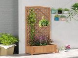 53L Garden Wooden Planter Box with Trellis Free Standing Flower Raised Bed with Lattice for Climbing T3398P313618