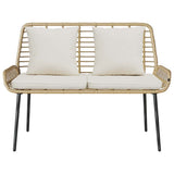Garden Bench Brown and Black and Cream Poly rattan and steel 42010360