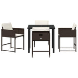 Garden Dining Set with Cushion 5 pcs Brown Poly Rattan 3380016