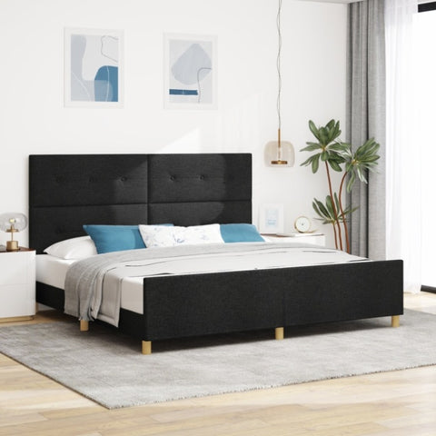 ZNTS Bed Frame Black 200x200 cm Fabric 3344755