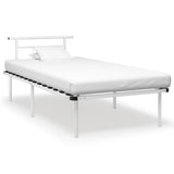 Bed Frame White Powder-coated metal, plywood Single bed Durable 324824