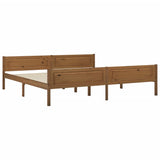 Bed Frame Honey Brown Solid Pine Wood, Plywood Double Bed Frame 322116
