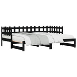 Pull-out Day Bed without Mattress Black 2x cm Solid Wood 840390