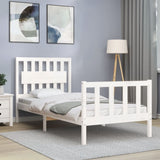 Bed Frame without Mattress White Single Solid Wood Pine 3192392