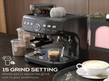 15 Bar Coffee Machine, with Adjustable Grind, Steamer and Accessories T3398P329960