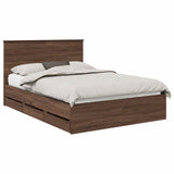 Bed Frame with Drawer Brown Oak 140 x 190 cm Engineer Wood 3409460
