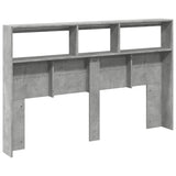 Headboard Cabinet with LED Concrete Grey 160x17x102 cm 839206