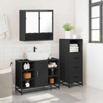 ZNTS 3 Piece Bathroom Furniture Set Black Engineered Wood 3301060