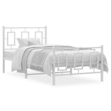 Metal Bed Frame without Mattress with Footboard White 90x200cm 374301