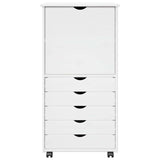Rolling Cabinet White 53 x 39 x 103 cm Solid Pine Wood 42028369