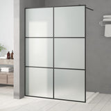 Walk-in Shower Wall Black 140x195 cm Frosted ESG Glass 152114