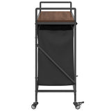 Laundry Basket 3 Compartments with Wheels Brown Oak 859094
