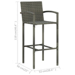 5 Piece Outdoor Bar Set with Armrest Poly Rattan Grey 3064812