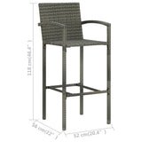 Garden Bar Set Grey PE rattan, powder-coated steel Large Footrest 3064812
