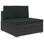 ZNTS 6 Piece Garden Lounge Set with Cushions Poly Rattan Black 46743