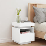 ZNTS Bedside Cabinet with LED Lights White 40x39x48.5 cm 836784