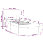 Bed Frame without Mattress White Solid Wood Small Single 810108