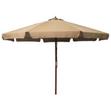 Garden Parasol with Wooden Pole 330 cm Taupe 47215