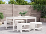 5 Piece Garden Dining Set White Solid Wood Pine 3157716