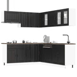 11 Piece Kitchen Cabinet Set "Lucca" Black Engineered Wood 3314922