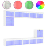 8 Piece TV Wall Units with LED White Engineered Wood 3216668