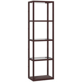 LED Floor Lamp with Glass Shelves, 4 Layers Dimmable Tall Standing Lamp, Modern Column Shelf Floor T3398P376730