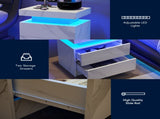 Nightstand LED Bedside Table Cabinet Lights Modern End Side with 2 Drawers for Bedroom T3272P355455