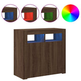 Sideboard with LED Lights Brown Oak 80x35x75 cm 815731