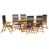 Garden Dining Set Folding 7 pcs Black Solid Acacia Wood 3375737