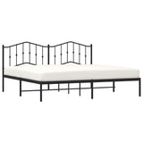 Metal Bed Frame without Mattress with Headboard Black 193x203cm 373795