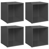 TV Cabinets 4 pcs High Gloss Grey 37x35x37 cm Engineered Wood 805524
