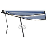 Manual Retractable Awning with LED 450x300 cm Blue and White 3069761