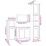 ZNTS 4 Piece Bathroom Furniture Set Grey Sonoma Engineered Wood 3154404