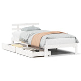 Bed Frame with Drawers without Mattress White75x190 cm 3301995
