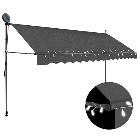 ZNTS Manual Retractable Awning with LED 350 cm Anthracite 145867