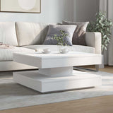 Coffee Table 360-Degree Rotatable White 70x70x34.5 cm 858479