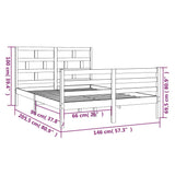 3101284 Bed Frame without Mattress White Solid Wood 140x200 cm