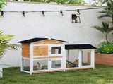 Rabbit Hutch Guinea Pig Hutch Wooden House with Run, 2 Tier Pet Cage Outdoor with No-leak Plastic T3398P375351