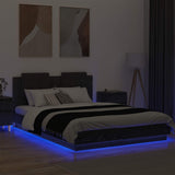 Bed Frame with Headboard Black Oak 140 x 200 cm Engineered Wood 3416345