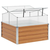 Garden Planter with Greenhouse Light Brown 100 x 100 x 77 cm 42017372